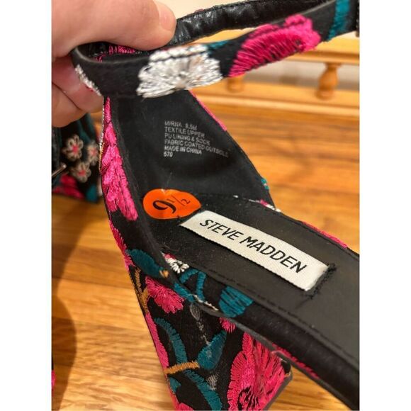 Steve Madden Women's Mirna Embroidered Floral Heel Sandals Multicolor Sz 9.5 NWT - Picture 7 of 8